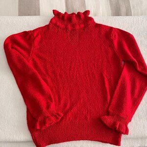 Vintage Red Mock Turtleneck Knit Jumper - Style Of Sezane - Valentine's Sweater